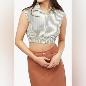 NWT REVOLVE We Wore What sleeveless popover top pinstripe XS